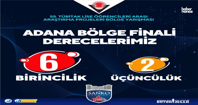 Sanko Okulları TÜBİTAK Bölge Finalinde 6 Birincilik Elde Etti
