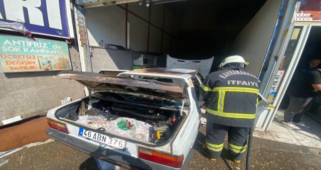 Kahramanmaraş'ta Sanayi Sitesinde Yangın Alarmı: Otomobilde Maddi Hasar Oluştu