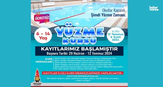 Onikişubat Belediyesi’nden Öğrencilere Karne Hediyesi: Yüzme Kursları