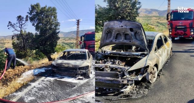 Kahramanmaraş'ta Hareket Halindeyken Alev Alan Otomobil Demir Yığınına Döndü!
