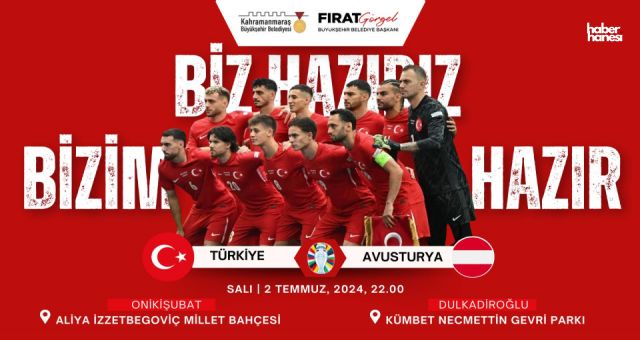 Onikişubat ve Dulkadiroğlu’nda Türkiye-Avusturya Maçı Dev Ekranlarda İzlenecek!