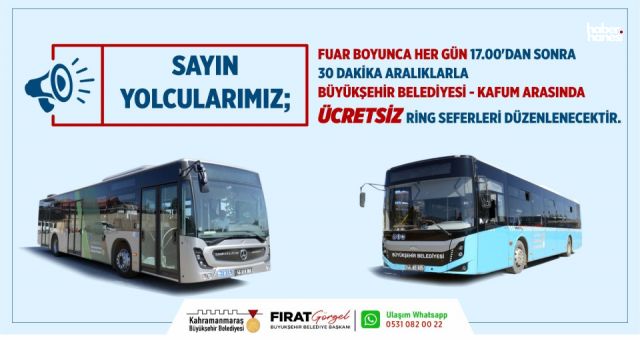 Kahramanmaraş Büyükşehirden Ağustos Fuarı Ziyaretçilerine Ücretsiz Ulaşım Desteği!