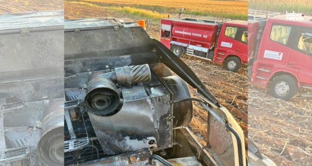 Kahramanmaraş Pazarcık'ta Hasat Sırasında Biçerdöver Alevlere Teslim Oldu!