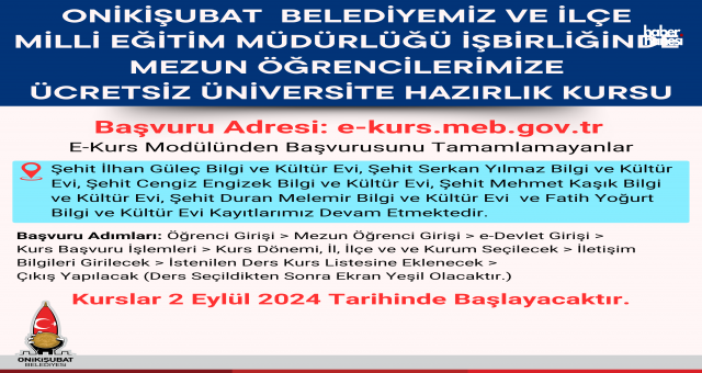 Onikişubat Belediyesi’nden Üniversite Adaylarına Büyük Destek: Hazırlık Kursu Kayıtları Açıldı