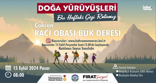 Kahramanmaraş'ta Doğa Yürüyüşü Tutkunları Bu Hafta Çokran Raci Obası’nda Buluşuyor