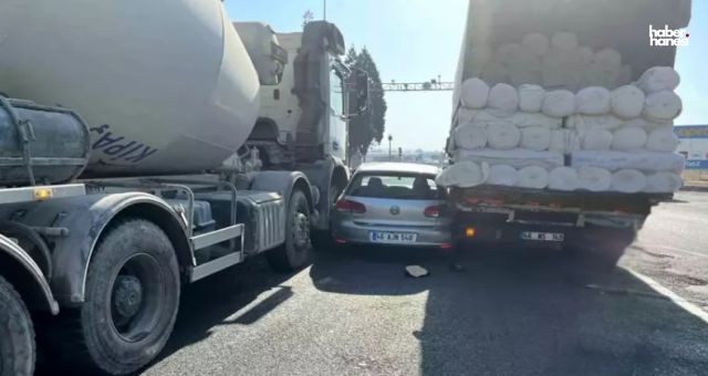 Kahramanmaraş'ta Korkutan Kaza: Otomobil Kamyon ve Beton Mikseri Arasında Kaldı