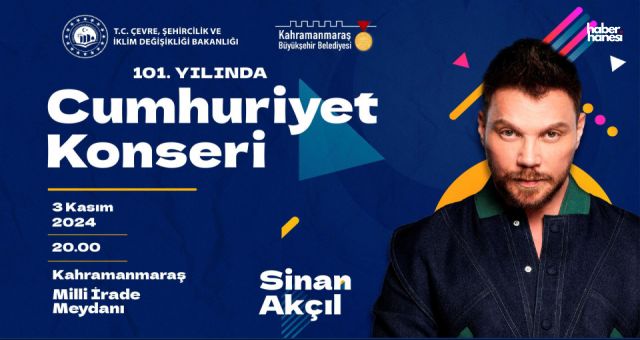 Sinan Akçıl, Kahramanmaraş'ta Cumhuriyet Konseri ile Sahne Alacak