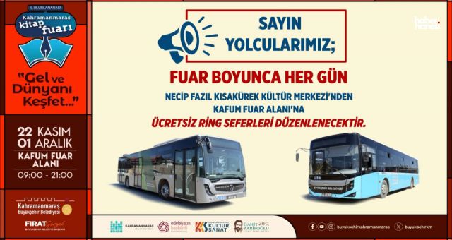 Kahramanmaraş Büyükşehirden Kitap Fuarı’na Ulaşım Kolaylığı!