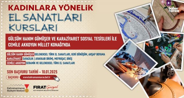 Kahramanmaraş'ta Kadınlara Yönelik El Sanatları ve Meslek Kursları Başlıyor