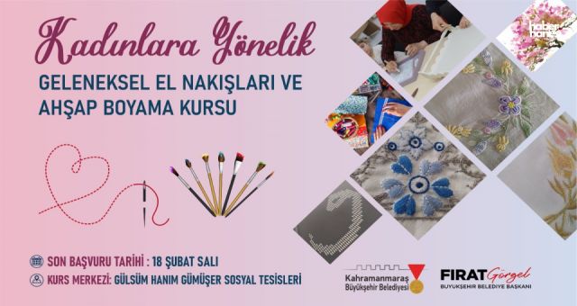Kahramanmaraş'ta Kadınlara Ücretsiz Geleneksel El Nakışları ve Ahşap Boyama Kursları