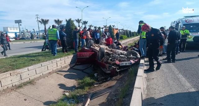 Kahramanmaraş’ta İki Otomobil Çarpıştı! Araçlardan Biri Ters Döndü!