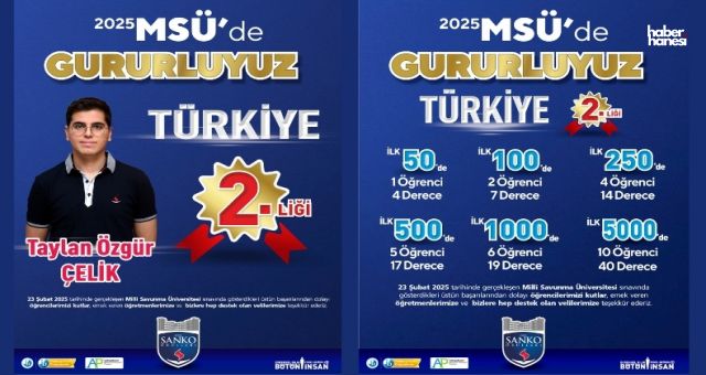 SANKO Okulları Öğrencisi MSÜ Sınavında Türkiye İkincisi Oldu