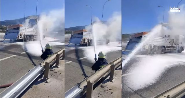 Kahramanmaraş’ta Yol Bakım Aracı Alev Aldı!