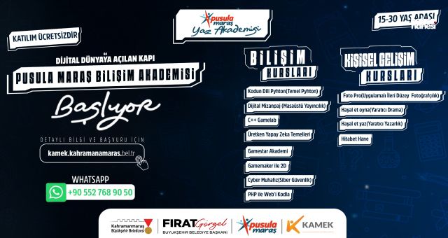 Kahramanmaraş Büyükşehir’den Gençlere Yaz Sürprizi: Pusula Maraş Yaz Akademisi Başvuruları Başladı