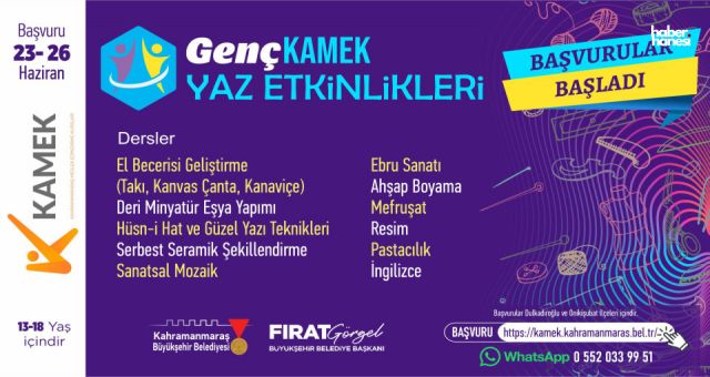 Kahramanmaraşlı Gençlere Yaz Tatilinde KAMEK Fırsatı