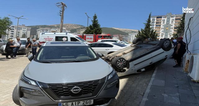 Kahramanmaraş’ta Otomobil Ters Döndü, Facia Kıl Payı Atlatıldı