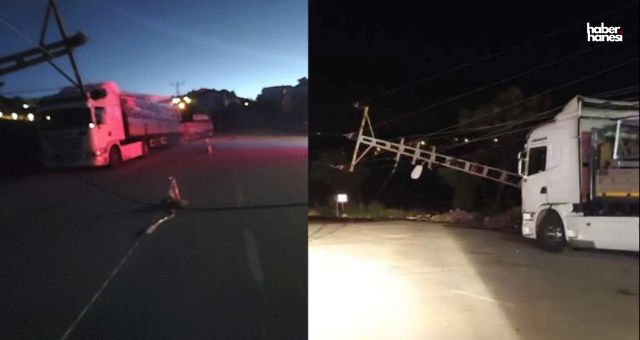 Kahramanmaraş’ta Fırtına Direği Yıktı, Tır Hasar Gördü