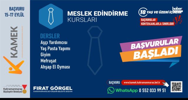 Kahramanmaraş’ta KAMEK Kurslarına Yeni Dönem Kayıtları Başladı