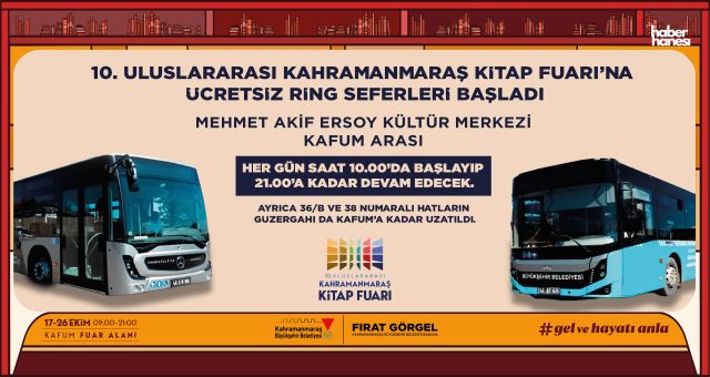 Kahramanmaraş Kitap Fuarı’na Ücretsiz Ring Seferleri Başladı!