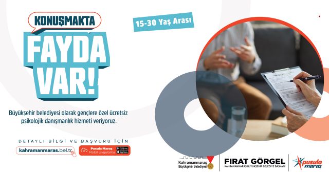 Kahramanmaraş Büyükşehir’in Gençlere Yönelik Ücretsiz Psikolojik Danışmanlık Hizmeti Devam Ediyor