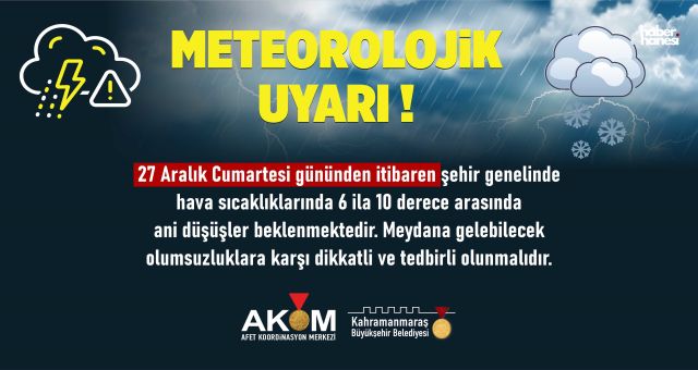 Kahramanmaraş'ta Soğuk Hava Uyarısı; Don ve Buzlanmaya Karşı Dikkat!