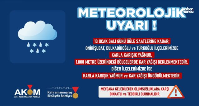AKOM’dan Kahramanmaraş İçin Hava Uyarısı: Yağışlar Yarın Öğleye Kadar Sürecek