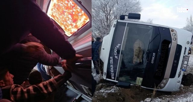 Kahramanmaraş'ta Kaygan Yol Kazaya Neden Oldu: İşçi Servisi Yan Yattı