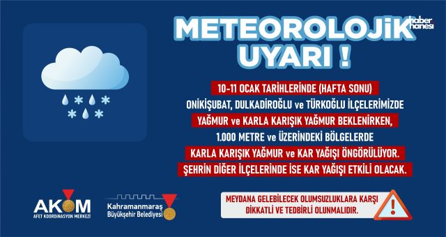 Kahramanmaraş’ta Soğuk Hava Alarmı: Büyükşehir Ekipleri Hazır