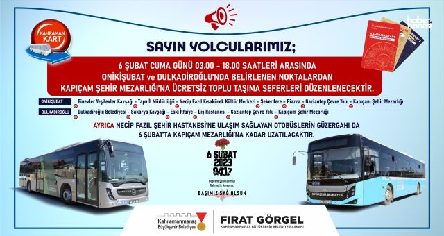 6 Şubat’ta Kapıçam Mezarlığı’na Ücretsiz Ulaşım Sağlanacak
