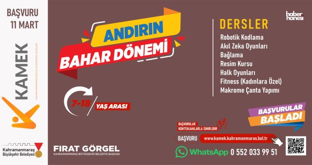 Andırın’da KAMEK Kurslarına Başvurular Başladı; 7 Branşta Ücretsiz Eğitim