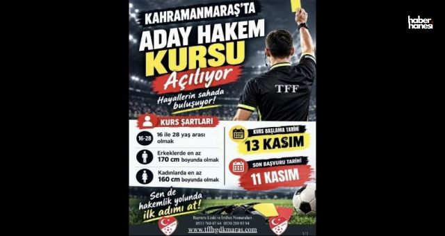 Kahramanmaraş’ta Aday Hakem Kursu Açılıyor!