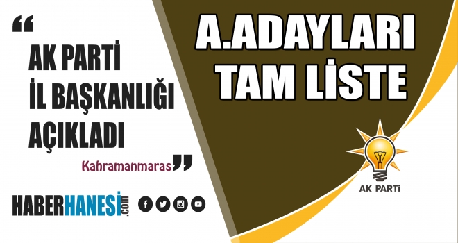 AK Parti’nin Kahramanmaraş Büyükşehir ve İlçe Aday Adaylarının Tam İsim Listesi