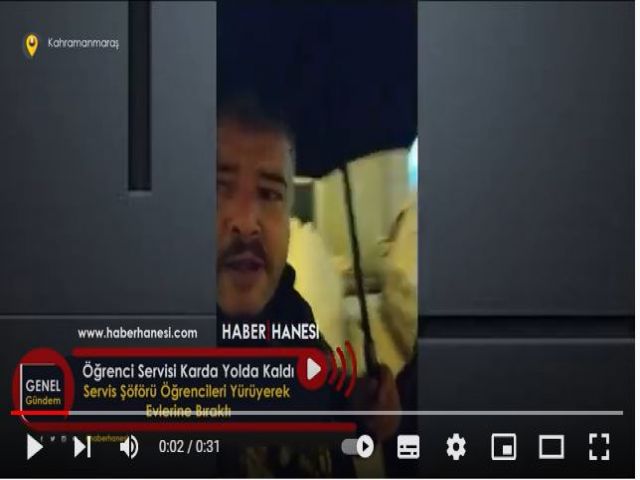 Öğrenci Servisi Karda Yolda KaldıServis Şöförü Öğrencileri Yürüyerek Evlerine Bıraktı
